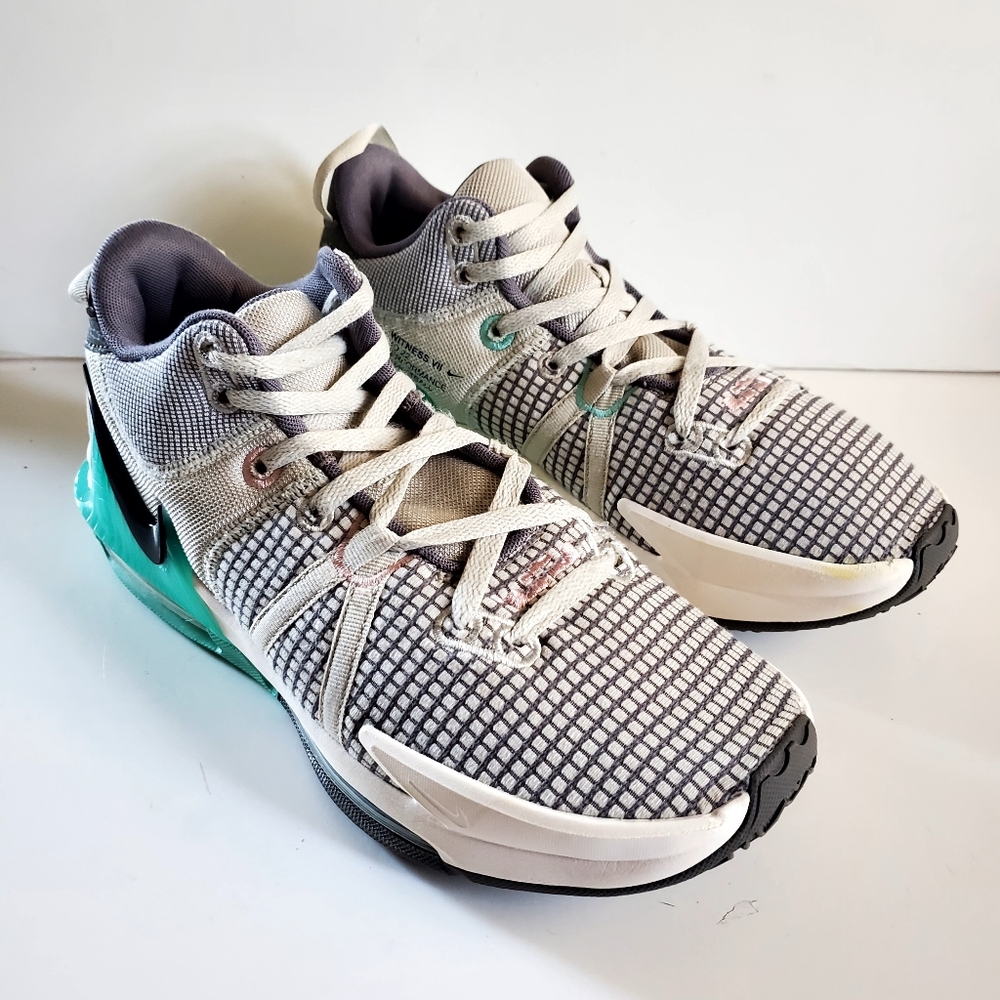 Nike Lebron Witness 7 Flat Pewter Mint Shoes Mens Size 9.5